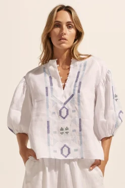 zoe kratzmann Theme Top-Azure Embroid|Women Tops