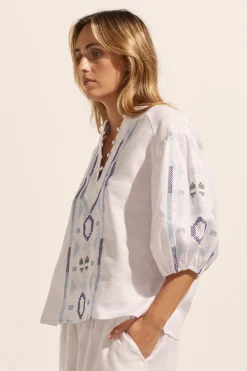 zoe kratzmann Theme Top-Azure Embroid|Women Tops