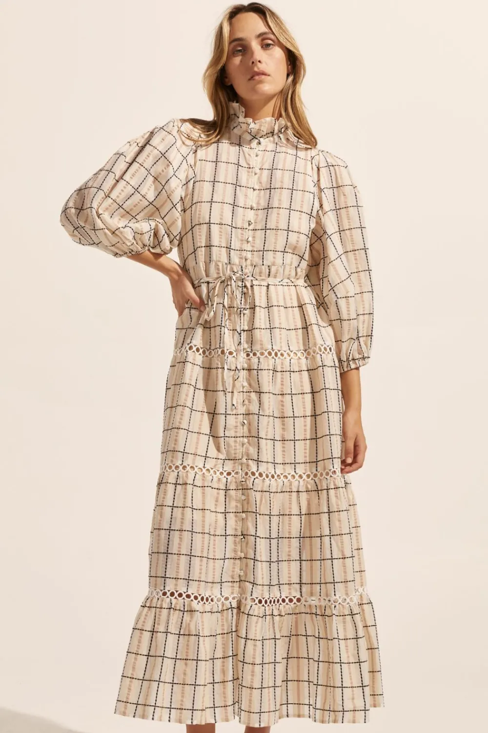 zoe kratzmann Toast Dress-Ivory Check|Women Dresses