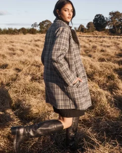 zoe kratzmann Transit Coat-Black Check|Women Coats