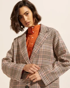 zoe kratzmann Transit Coat-Musk Check|Women Coats