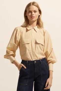 zoe kratzmann Underpin Top-Ochre Stripe|Women Tops