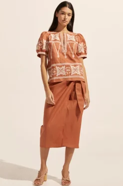 zoe kratzmann Venture Top-Ginger Embroid|Women Tops