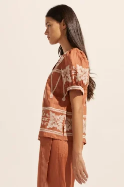 zoe kratzmann Venture Top-Ginger Embroid|Women Tops
