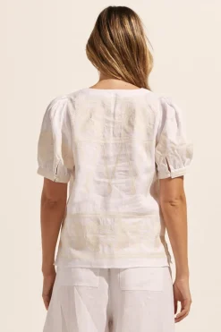 zoe kratzmann Venture Top-Porcelain Embroid|Women Tops
