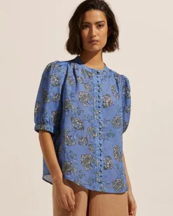 zoe kratzmann Virtue Top-Azure Botanic|Women Tops