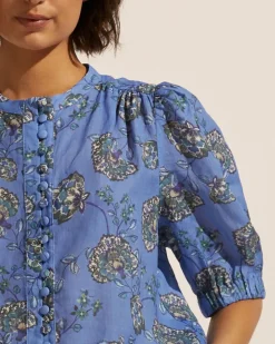 zoe kratzmann Virtue Top-Azure Botanic|Women Tops